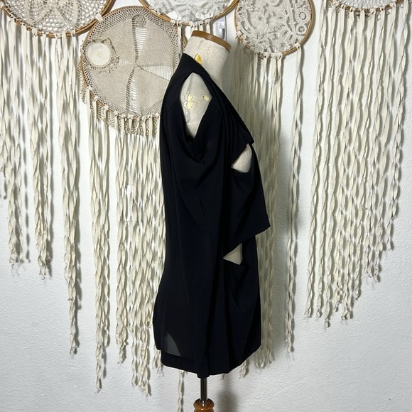 Calliope Black Sheer Silk Cut Out Jacket Size Large - Picture 5 of 10